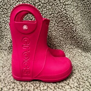 Crocs kids pink handle it rain boots us C9